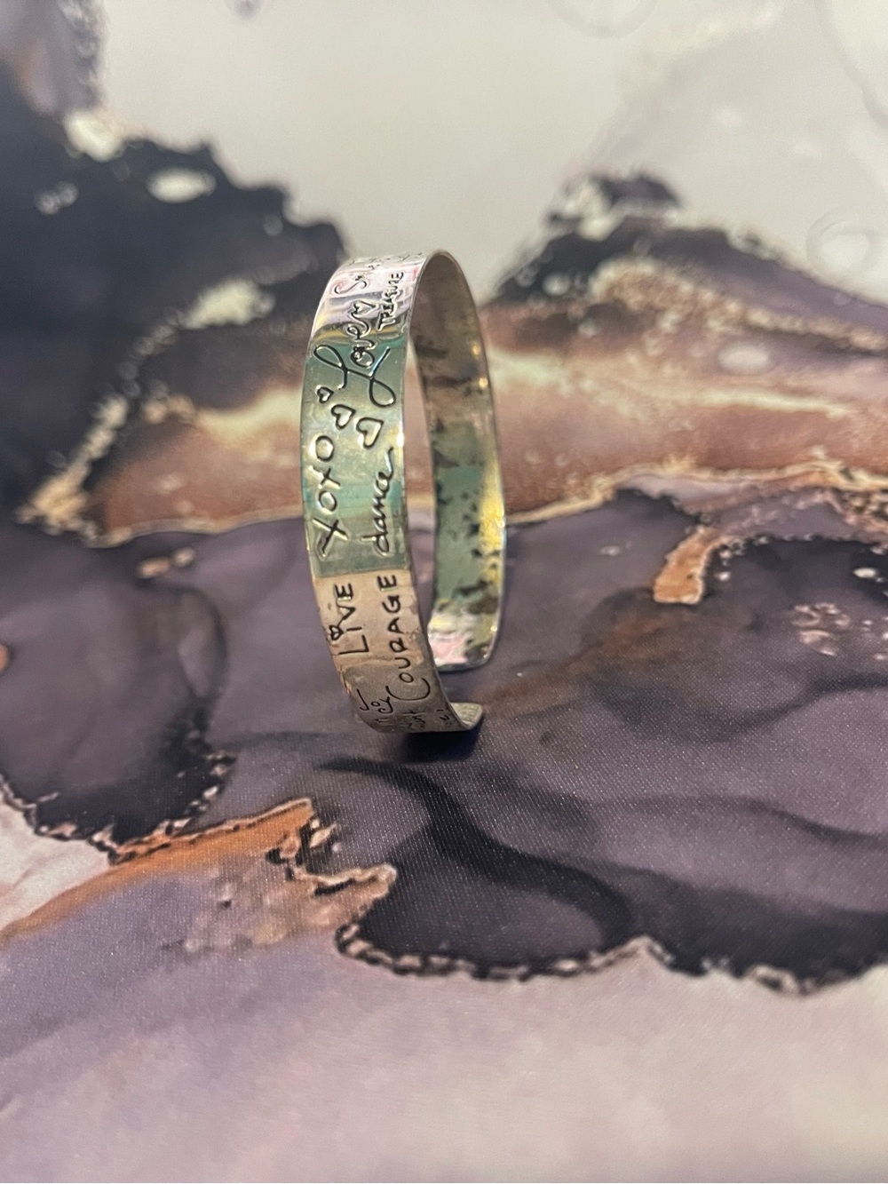 Engraved Silver Inspirational Cuff Bracelet - Picture 2 of 2